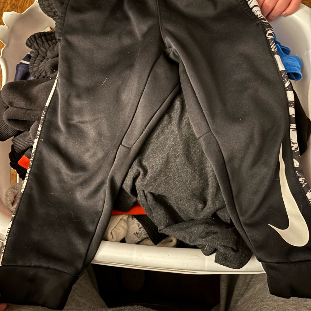 Nike Black Athletic Pants with White Swoosh